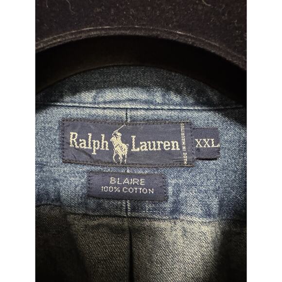 Vintage Ralph Lauren 90s Denim Shirt Mens Size XXL 100% Cotton - Picture 5 of 10